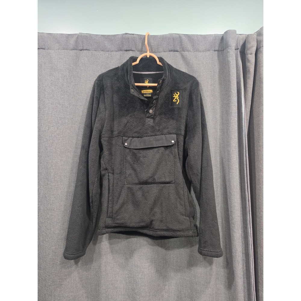 Browning Black Sherpa Fleece Pullover Jacket Men's Medium Buckmark Hunting
